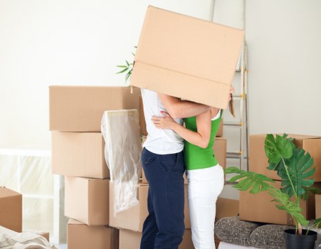 Packed belongings ready for storage and collection